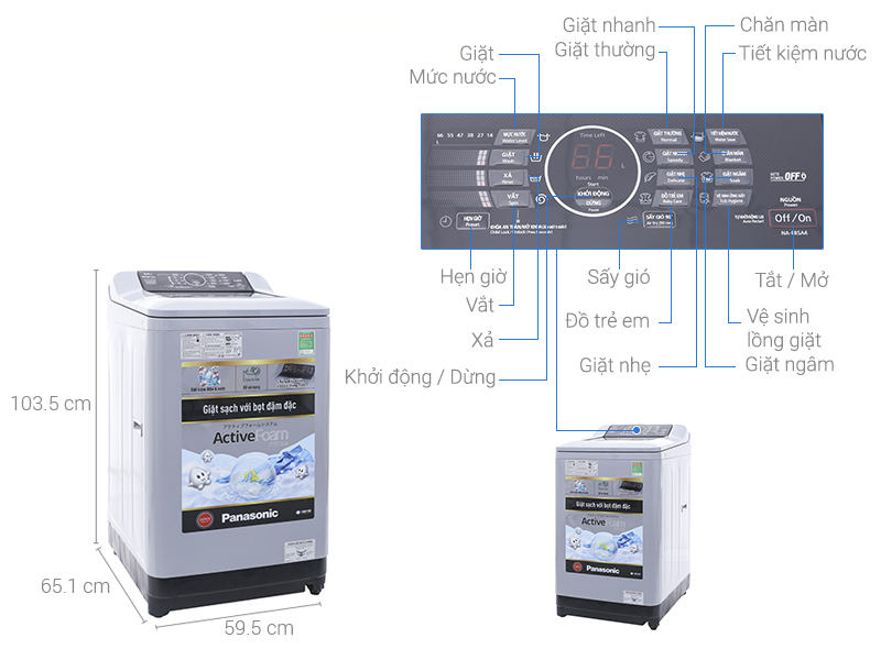 Thông số kỹ thuật Máy giặt Panasonic 10 kg NA-F100A4HRV