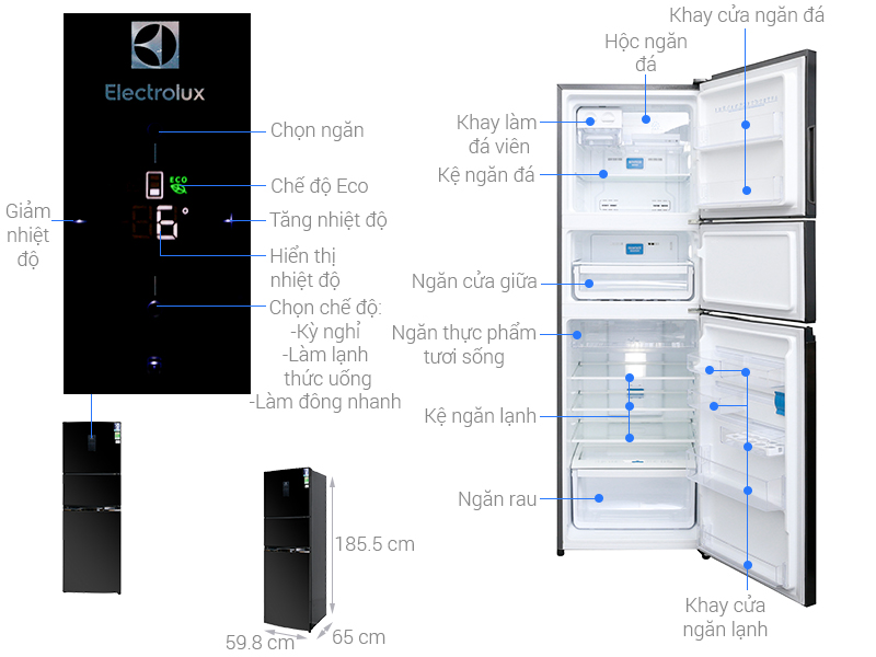Thông số kỹ thuật Tủ lạnh Electrolux Inverter 334 lít EME3500BG